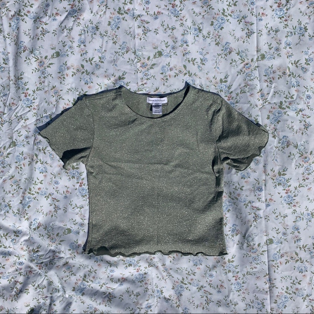 Mint green glittery Urban Outfitters mesh crop top